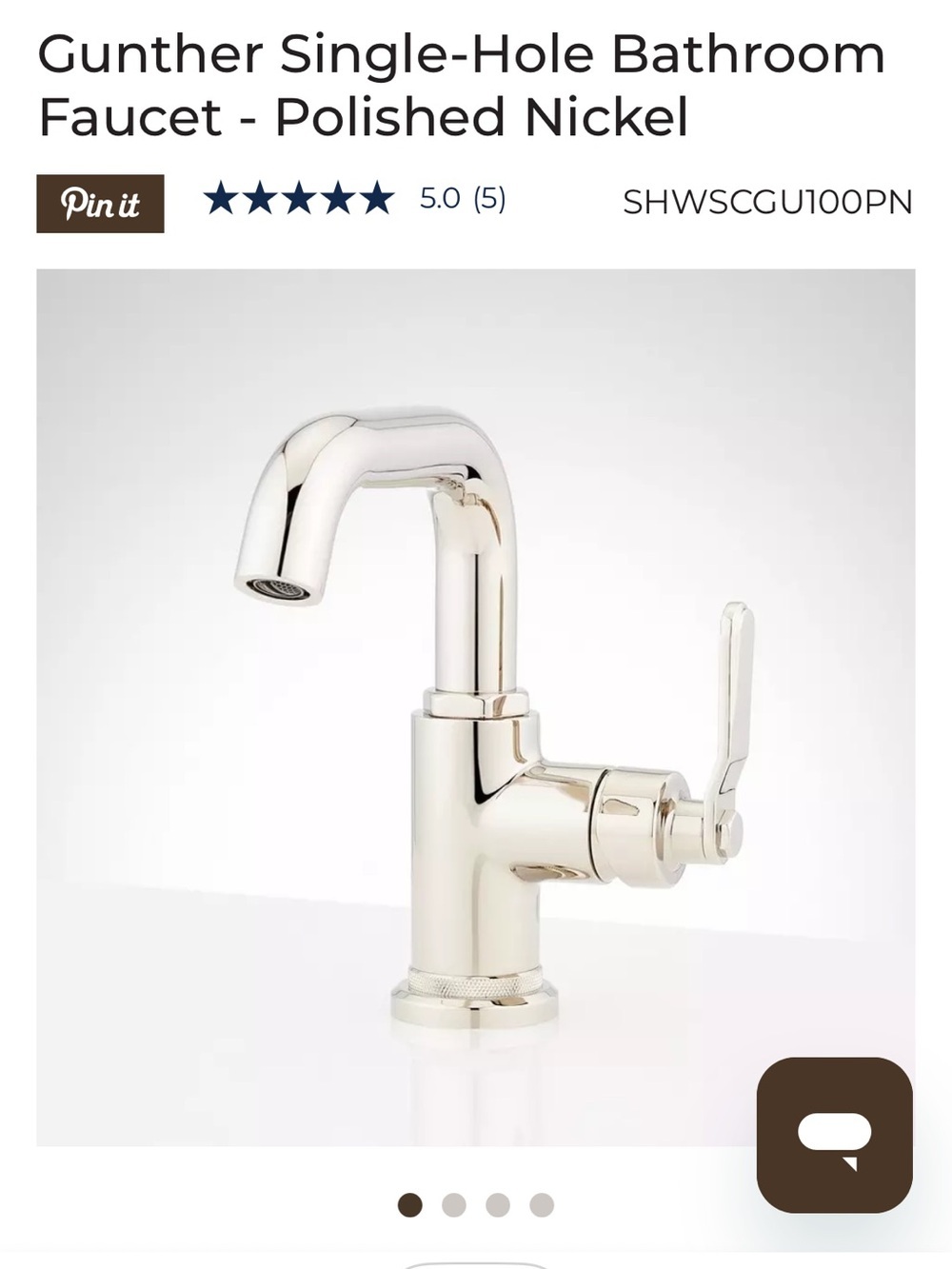 NIB Signature Hardware Gunther Single Hole Bathroom Faucet Polished Nickel